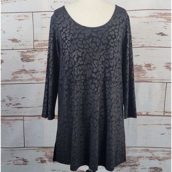 Kozan Long Sleeve Tunic Black Leopard Animal Print Size Small - Picture 1 of 7